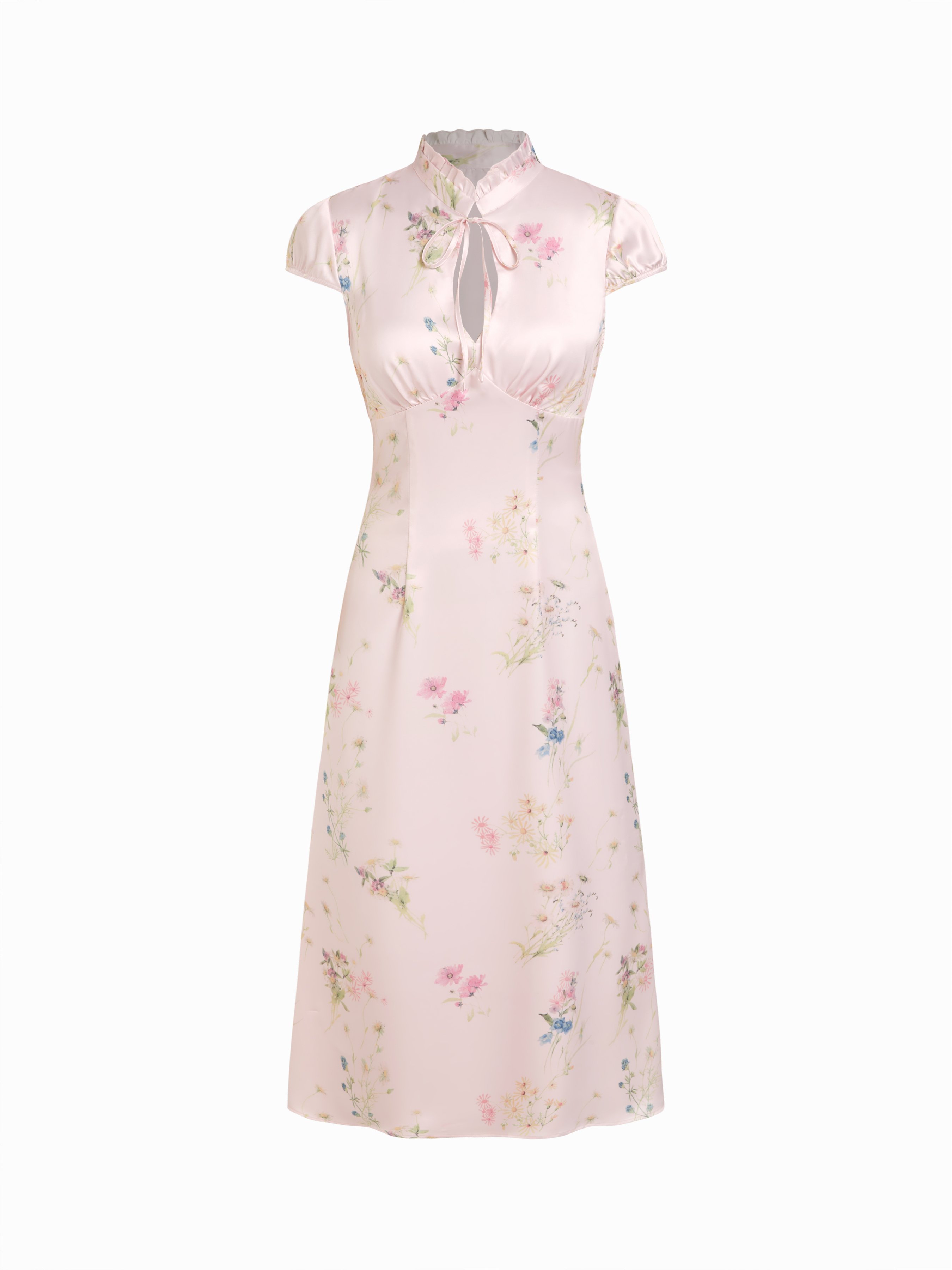 satin mandarin collar dress Love Knot Label