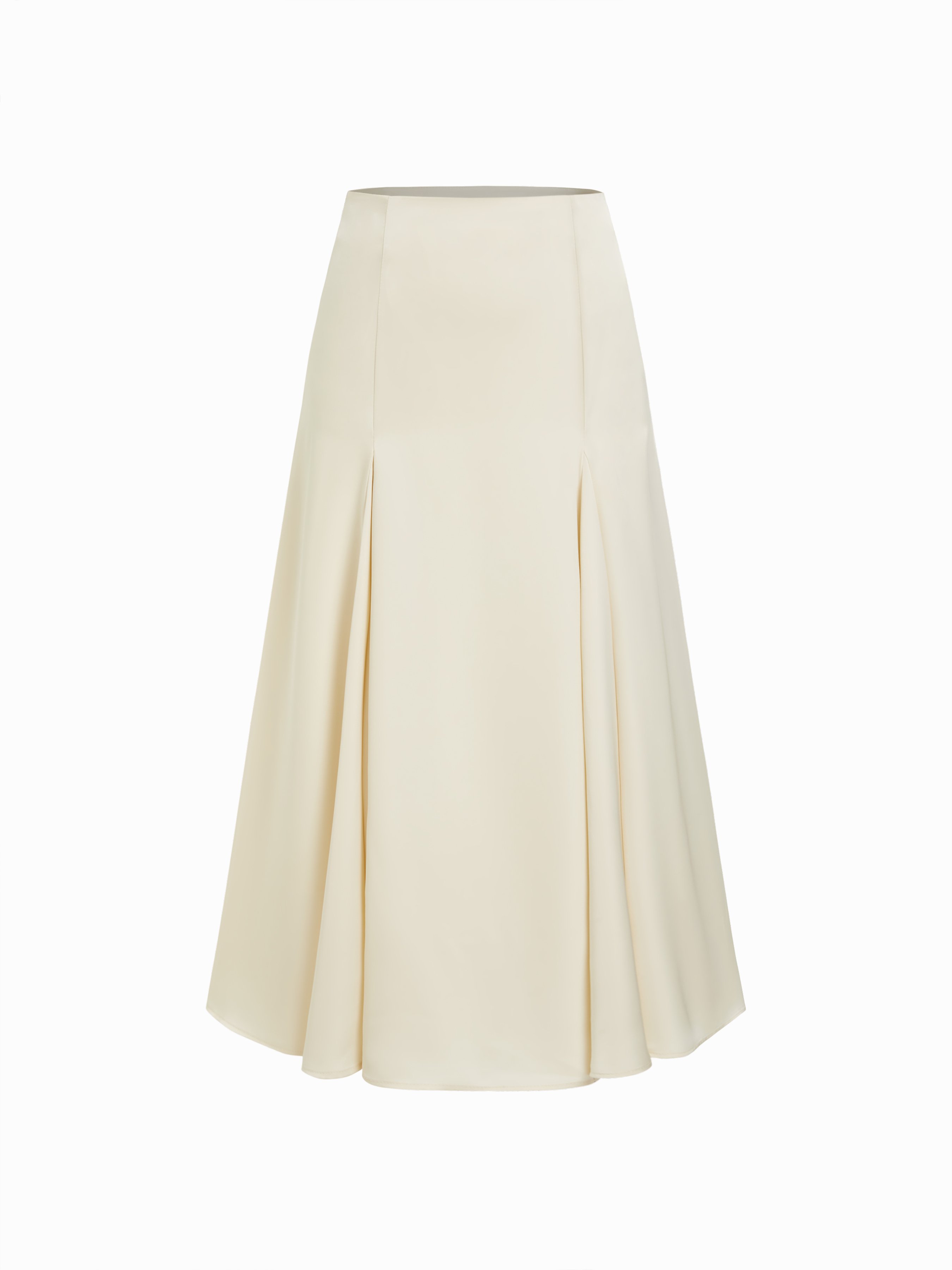 Satin Satin Mid Rise Flared Midi Skirt For Daily Casual Work