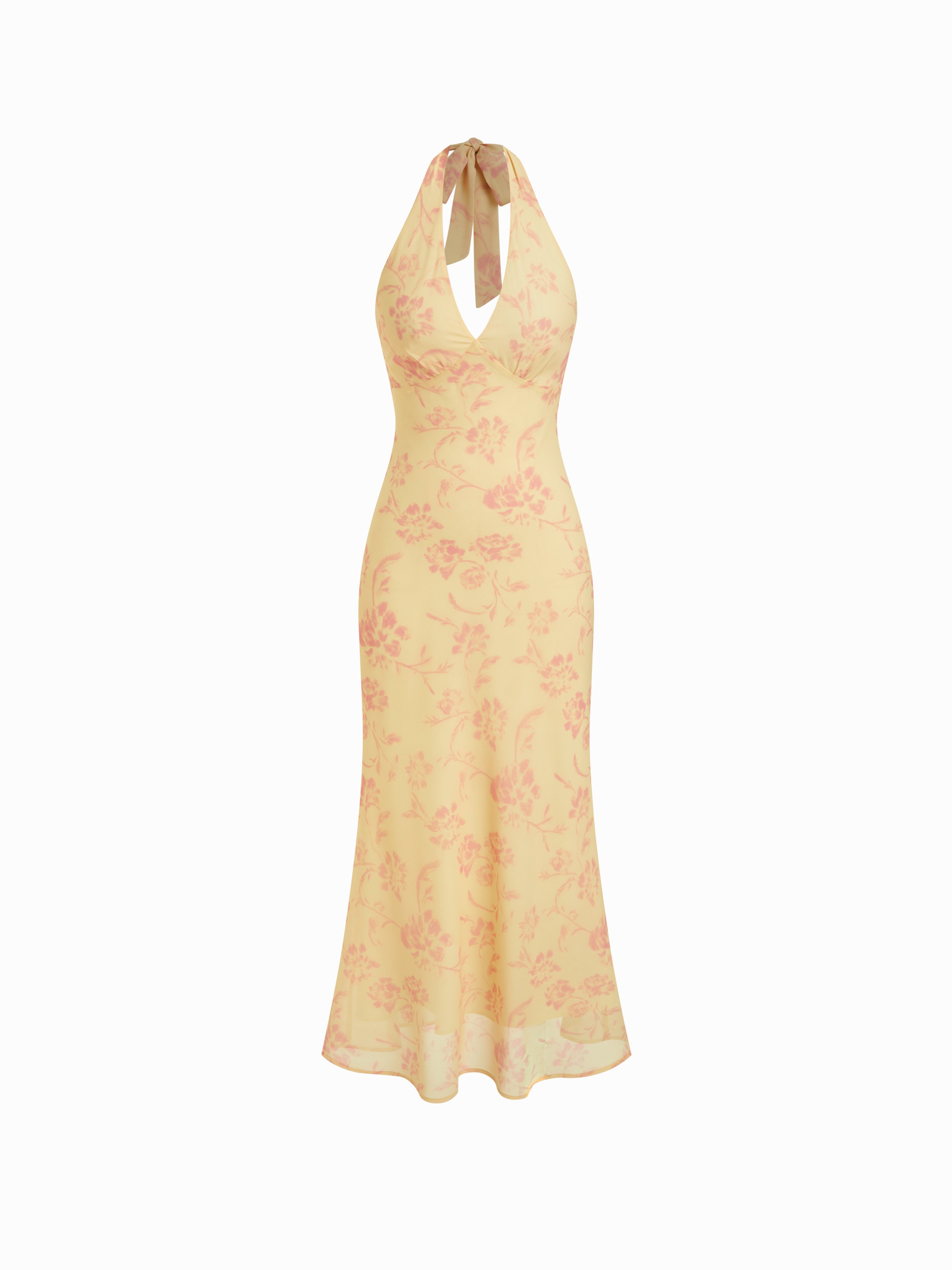 cider floral cross halter midi dress CIDER Santorini Beach Vacation V-Neck Halter Backless Floral Ruffle Midi Dress: Blue, XL at Amazon Women's Clothing store