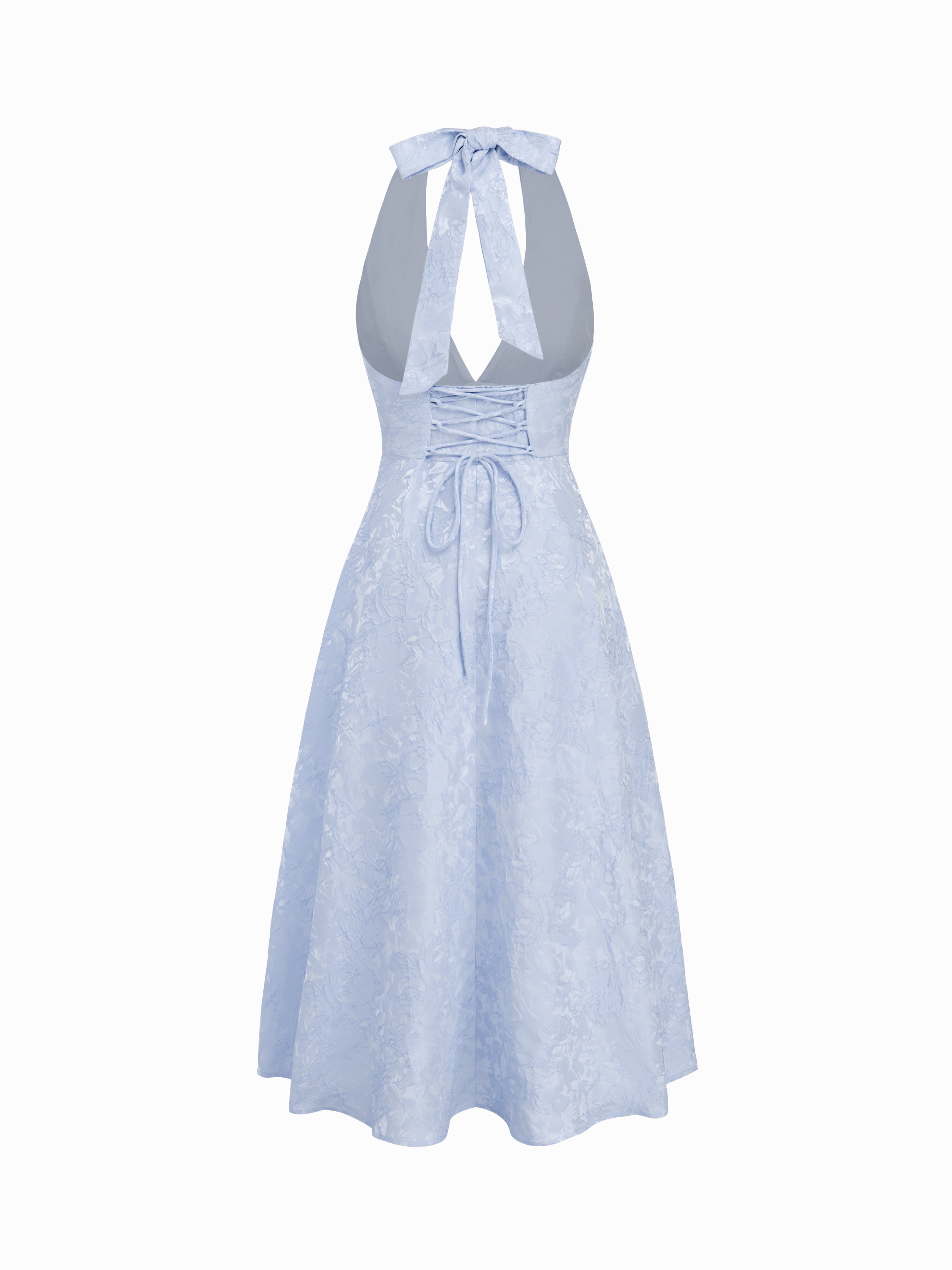 Wedding Wedding Guest Dress Party Dress For Party New Years Holiday Dress  Valentine wedding guest wedding rush outfits special occasion dresses  Jacquard Jacquard Halter Neckline Floral Lace Up Maxi Dress For Date