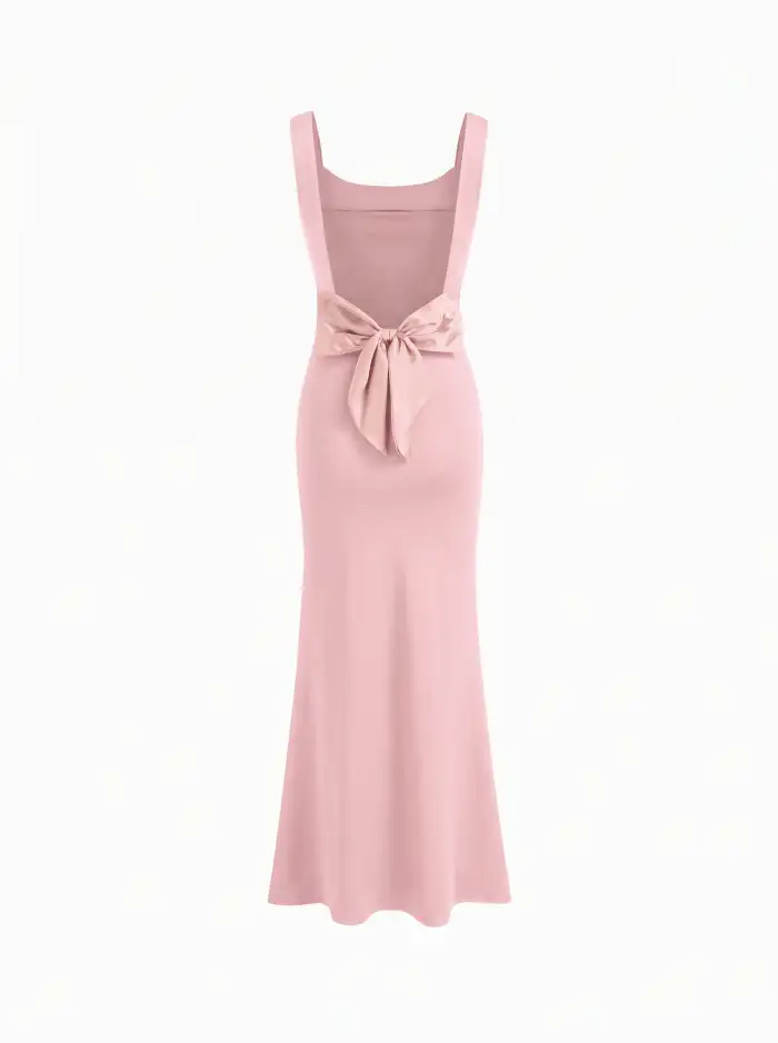 open lace back dress Pink Floral Tiered Midi Dress M main image 1