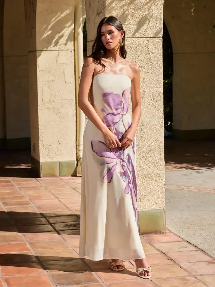 Chiffon Chiffon Bandeau Floral Backless Mermaid Maxi Dress For Daily Casual  Vacation
