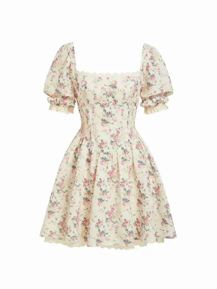 cider floral puff sleeve mini dress NEW Cider Dress Womens XS Pink Floral Print Ruffle Layered Puff Sleeve Mini