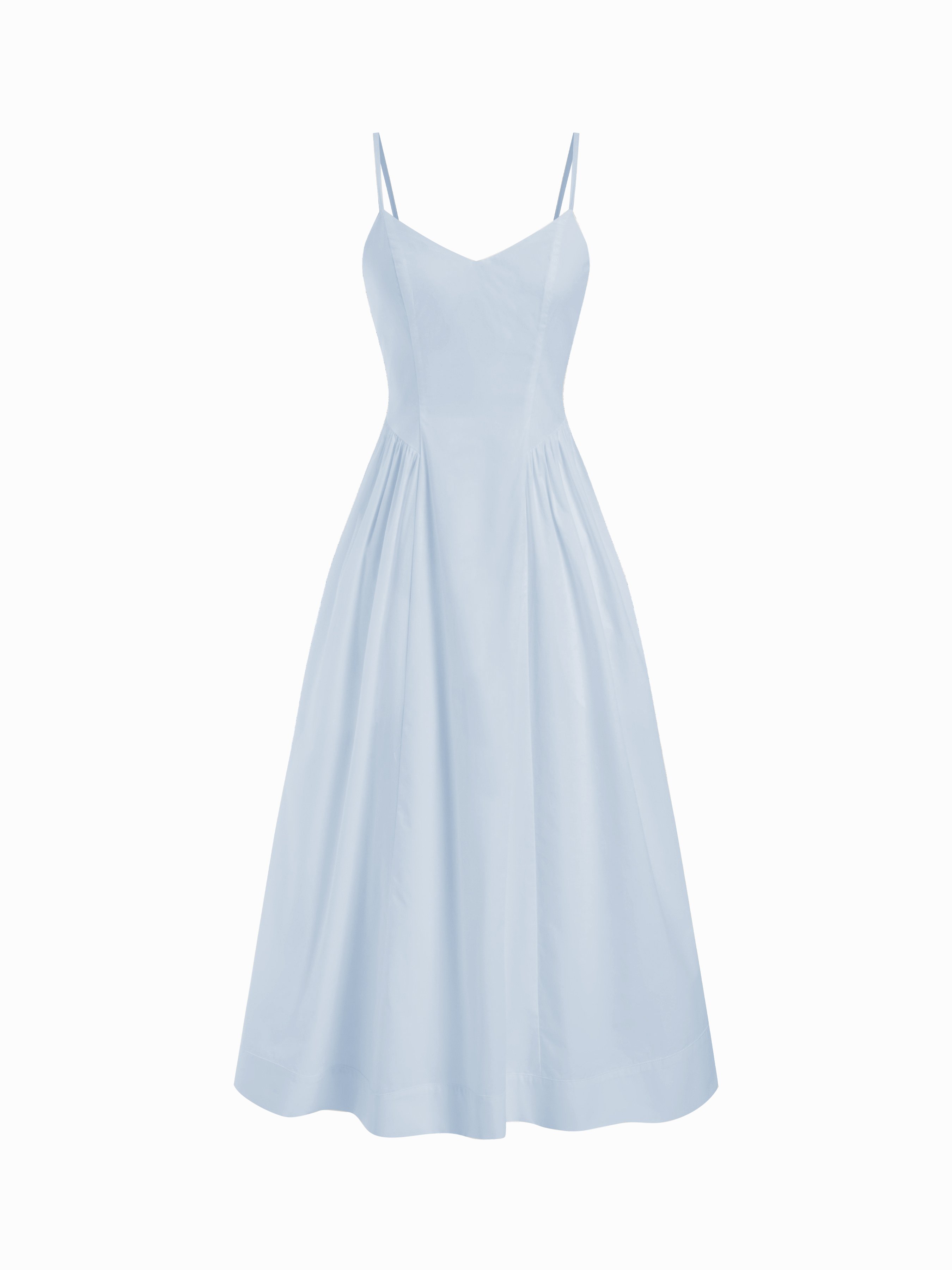 Cotton V neck line Midi Dress