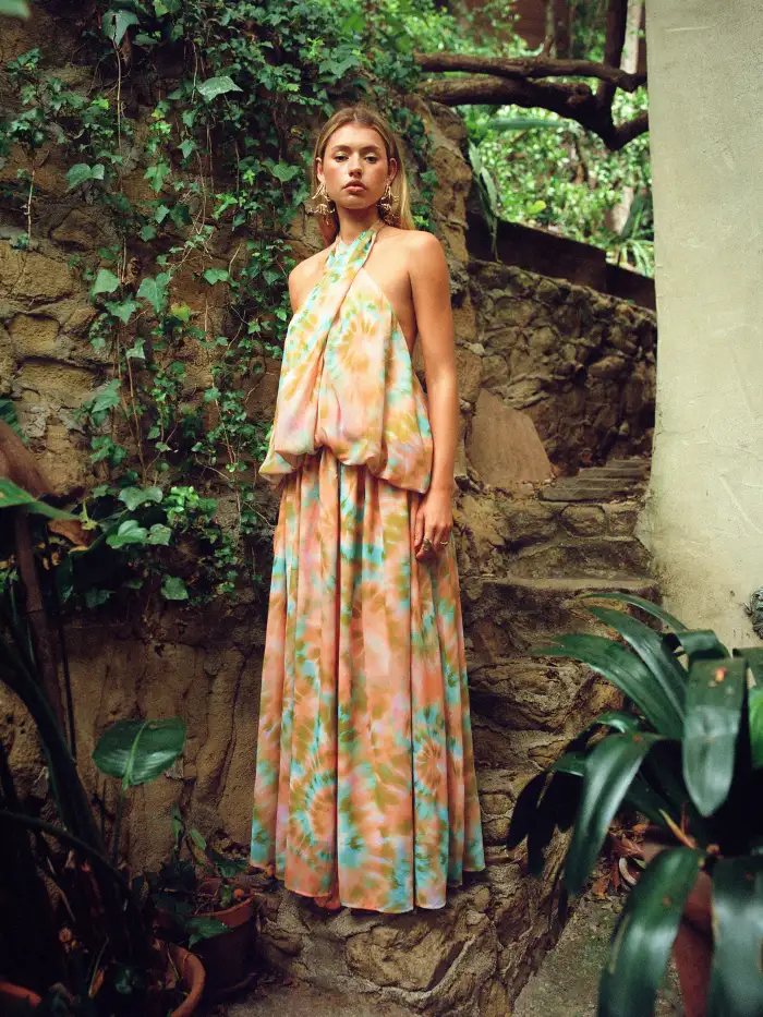 spring neck chiffon maxi dress DFCF Spring Sexy Deep V Neck High Waist Long Dress New Summer Bohemian  Beach Maxi Dress Elegant Floral Print Chiffon Maxi Dress