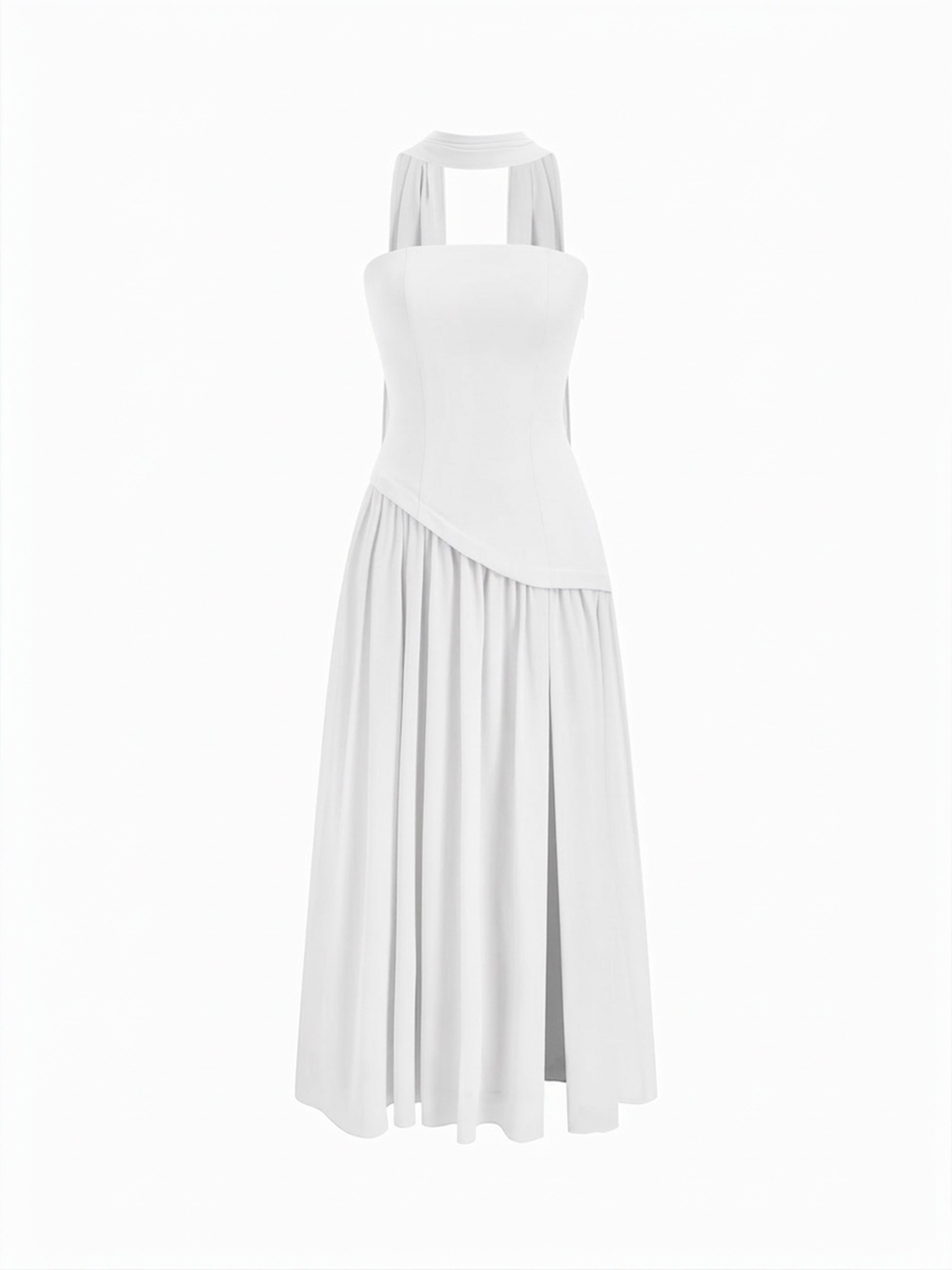 knee length dresses for ladies Elipse Pleated V-Neck Dress in Navy  Des Kohan