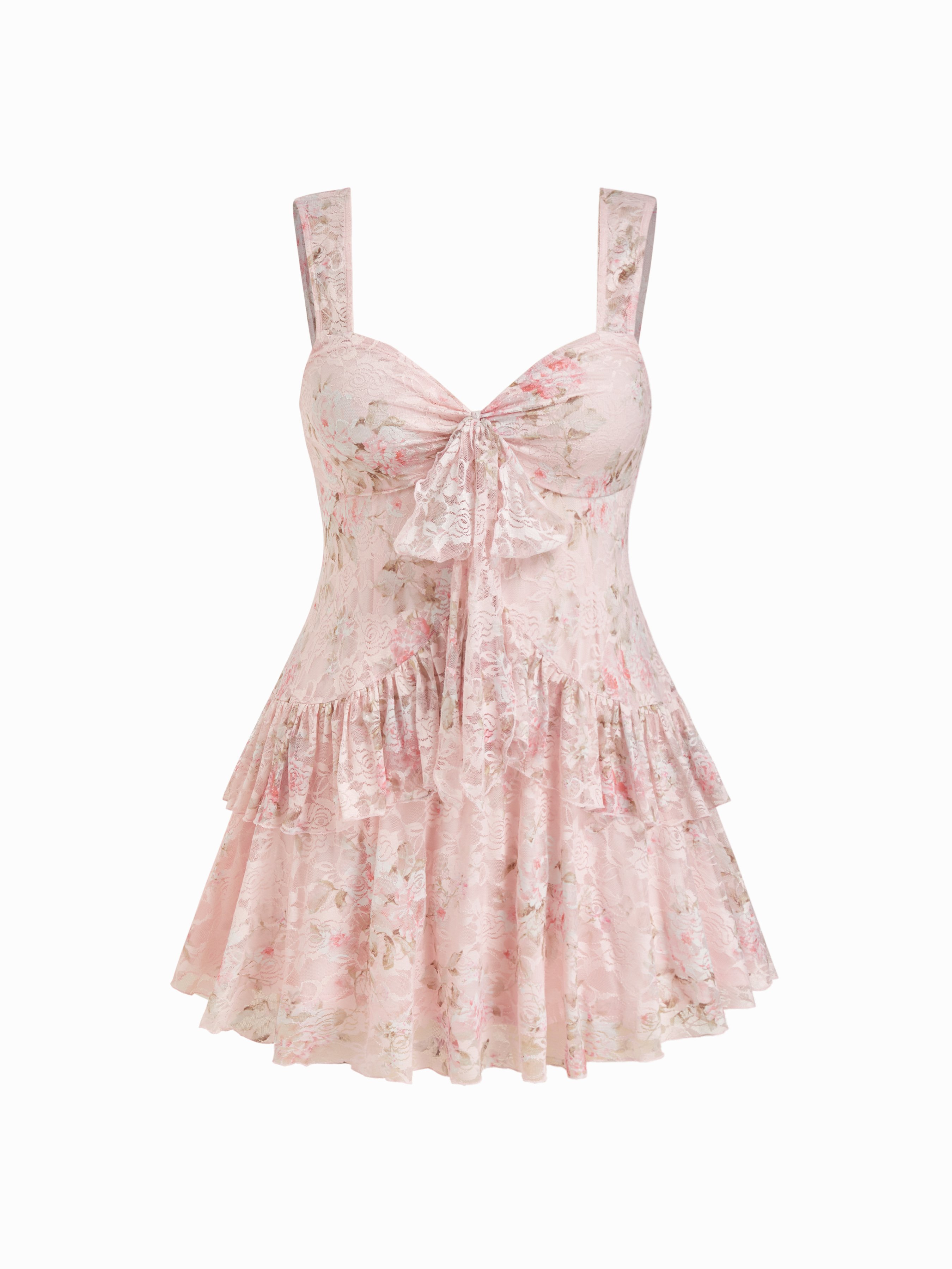 tiered circle floral lace mini dress ASOS DESIGN button through tiered lace trim mini dress in floral print