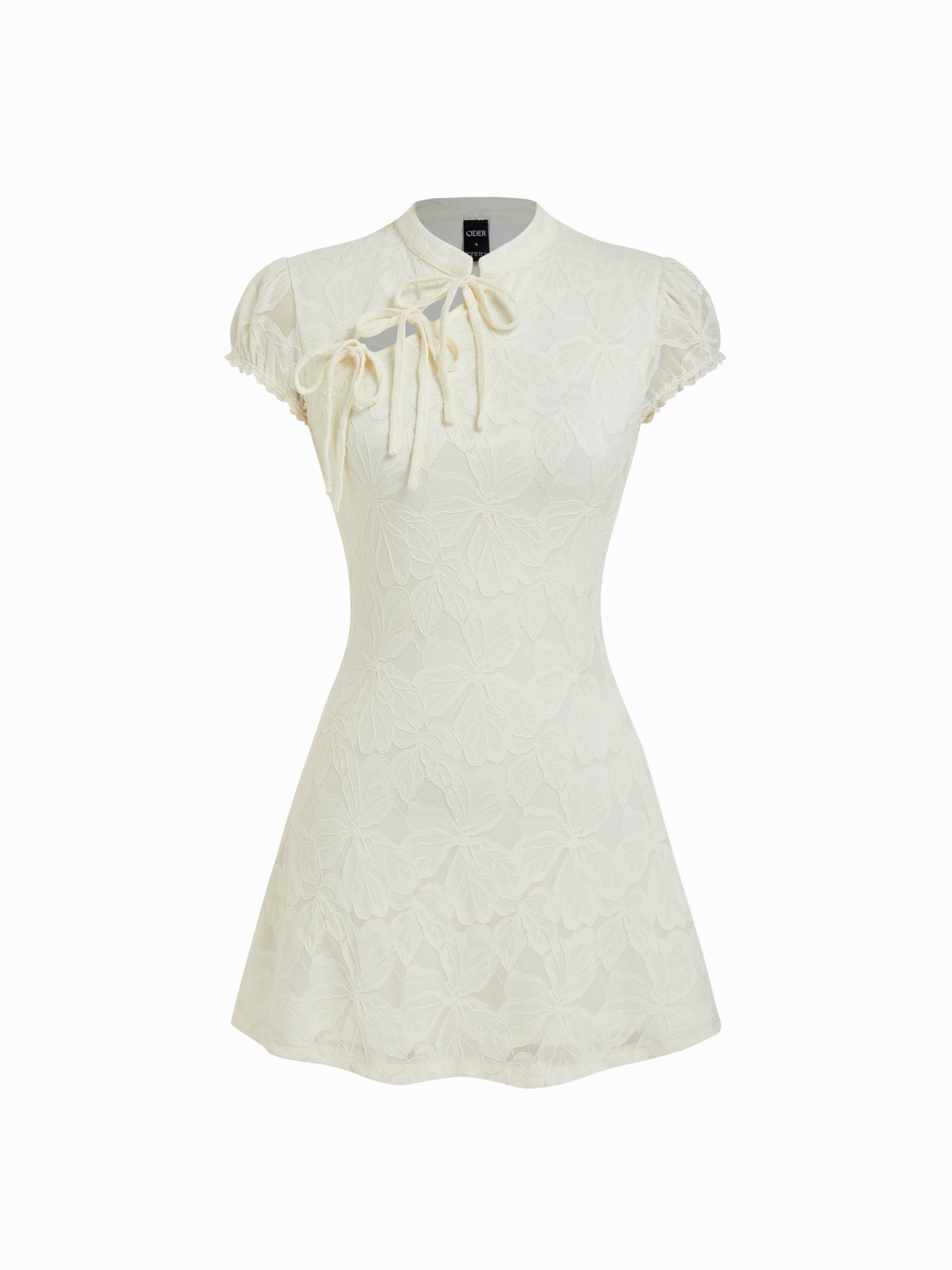 white lace dress with black collar Jezebel | White Lace Plunge-Neck Collared Midi Dress Club L London