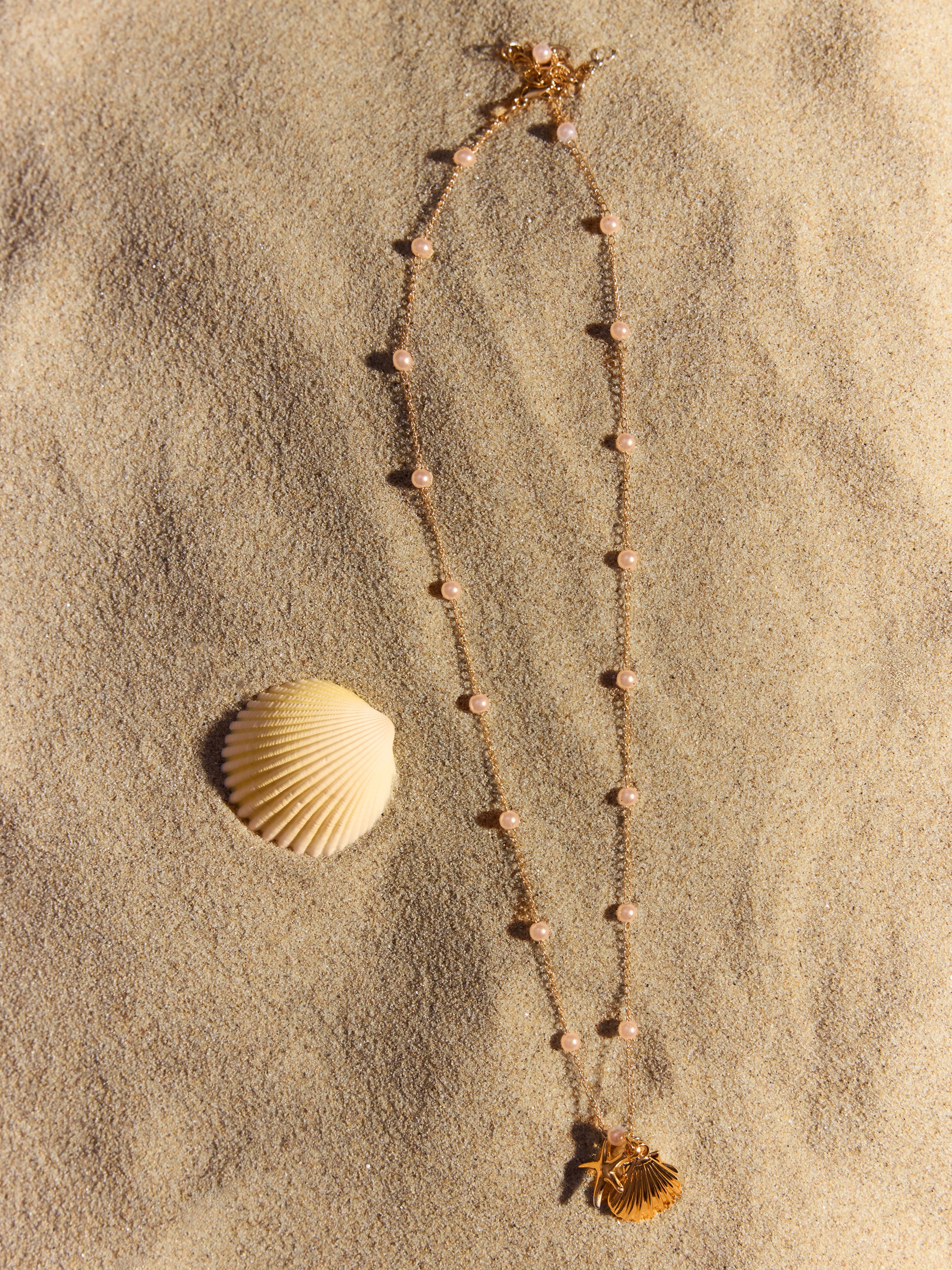 Shell & Starfish & Faux Pearl Layered  Necklace by Cider