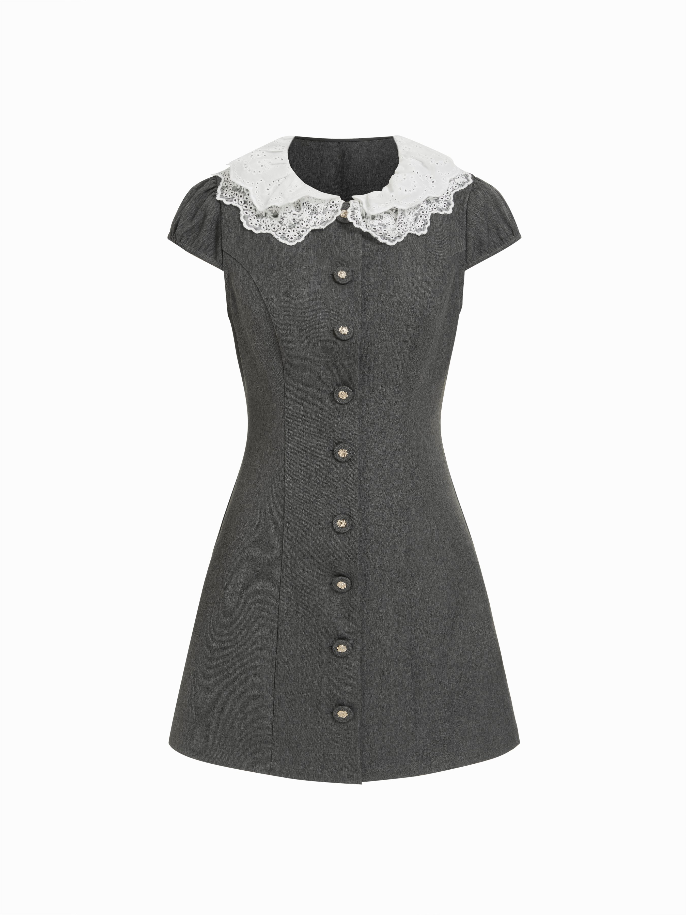 grey peter pan collar dress Light Grey Wool Dress with A-Line Silhouette and Peter Pan Collar