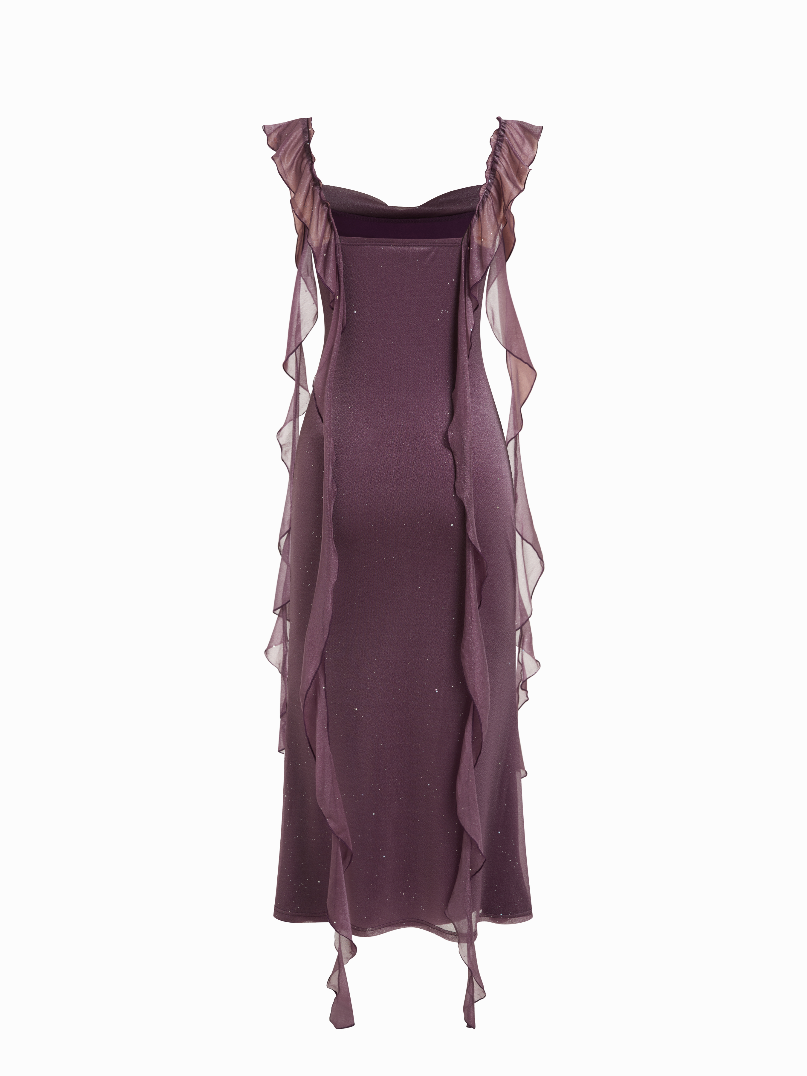 cider cowl neck solid glitter ruffle hem maxi dress campaign Knit Fabric For Party/Clubbing LowStock:43560836956211