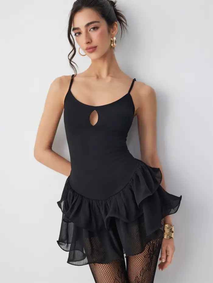 cut out peplum dress Aurore Cut-out Lace Peplum Mini Dress