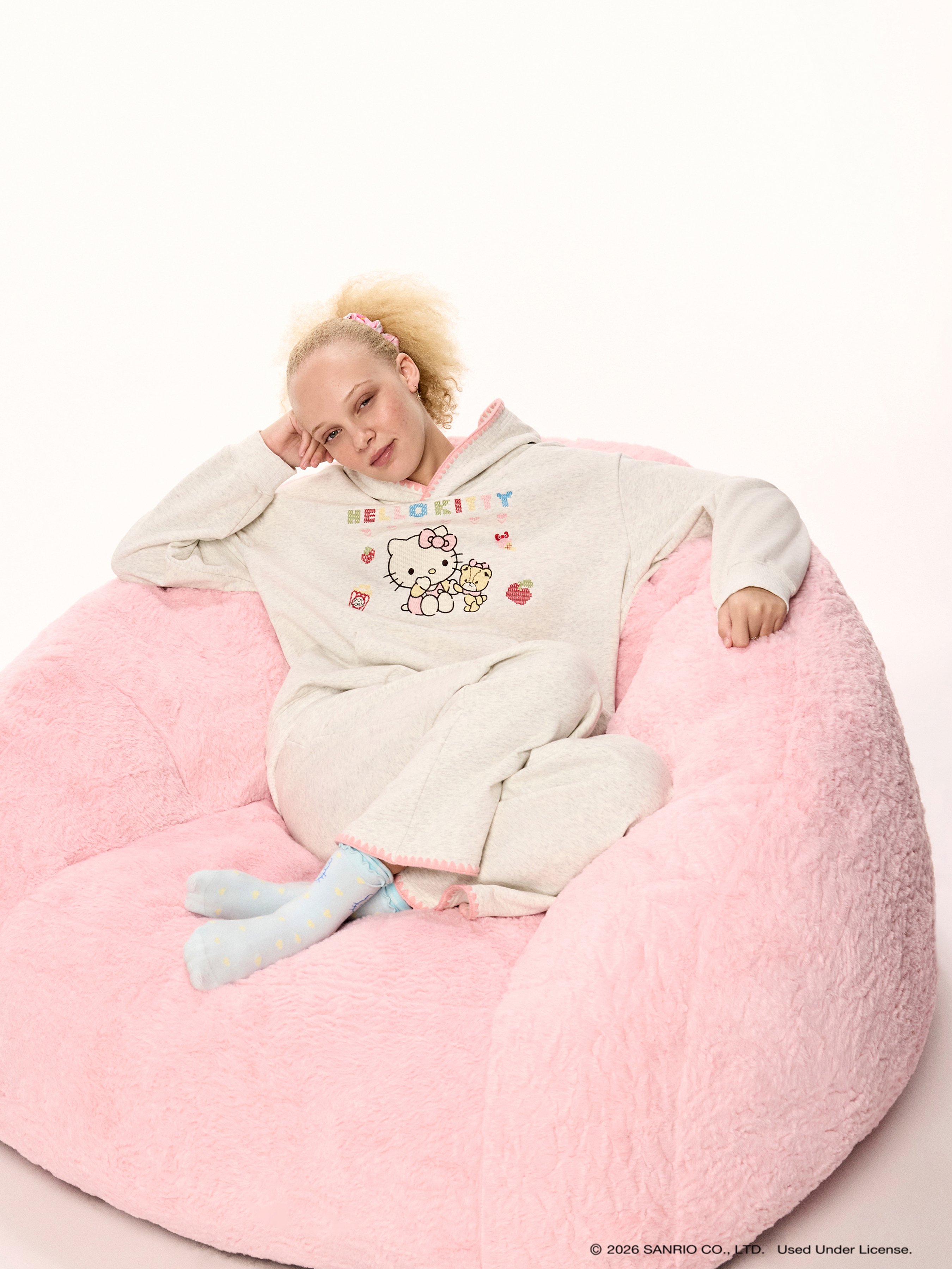 Cotton-blend Terry Hello Kitty Graphic Embroidery Hoodie