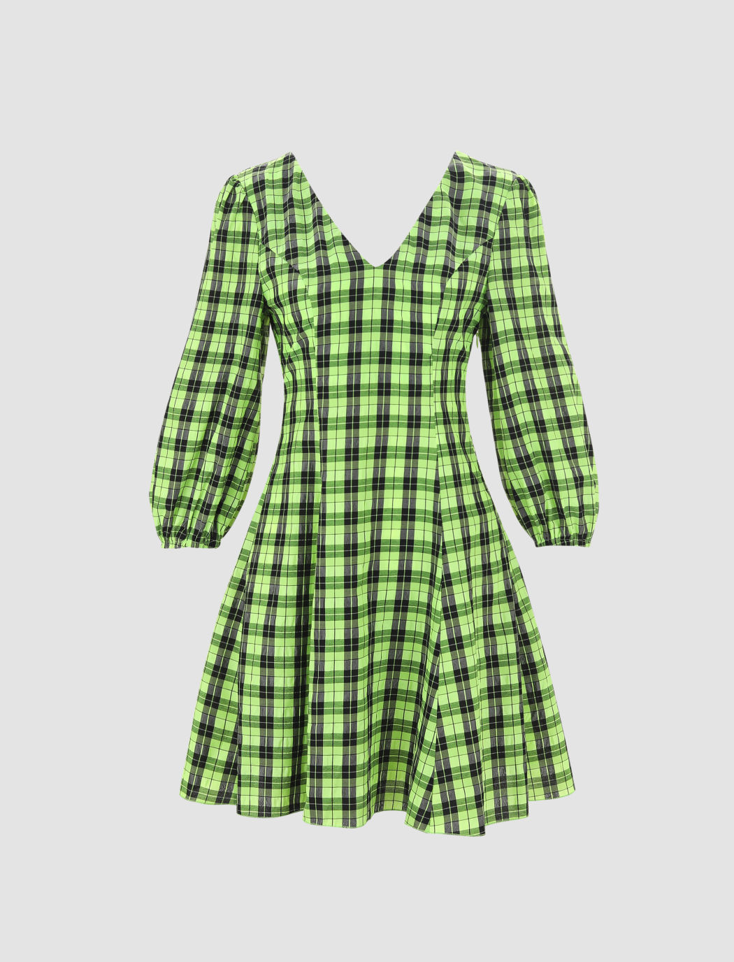 Neongrünes kariertes Kleid