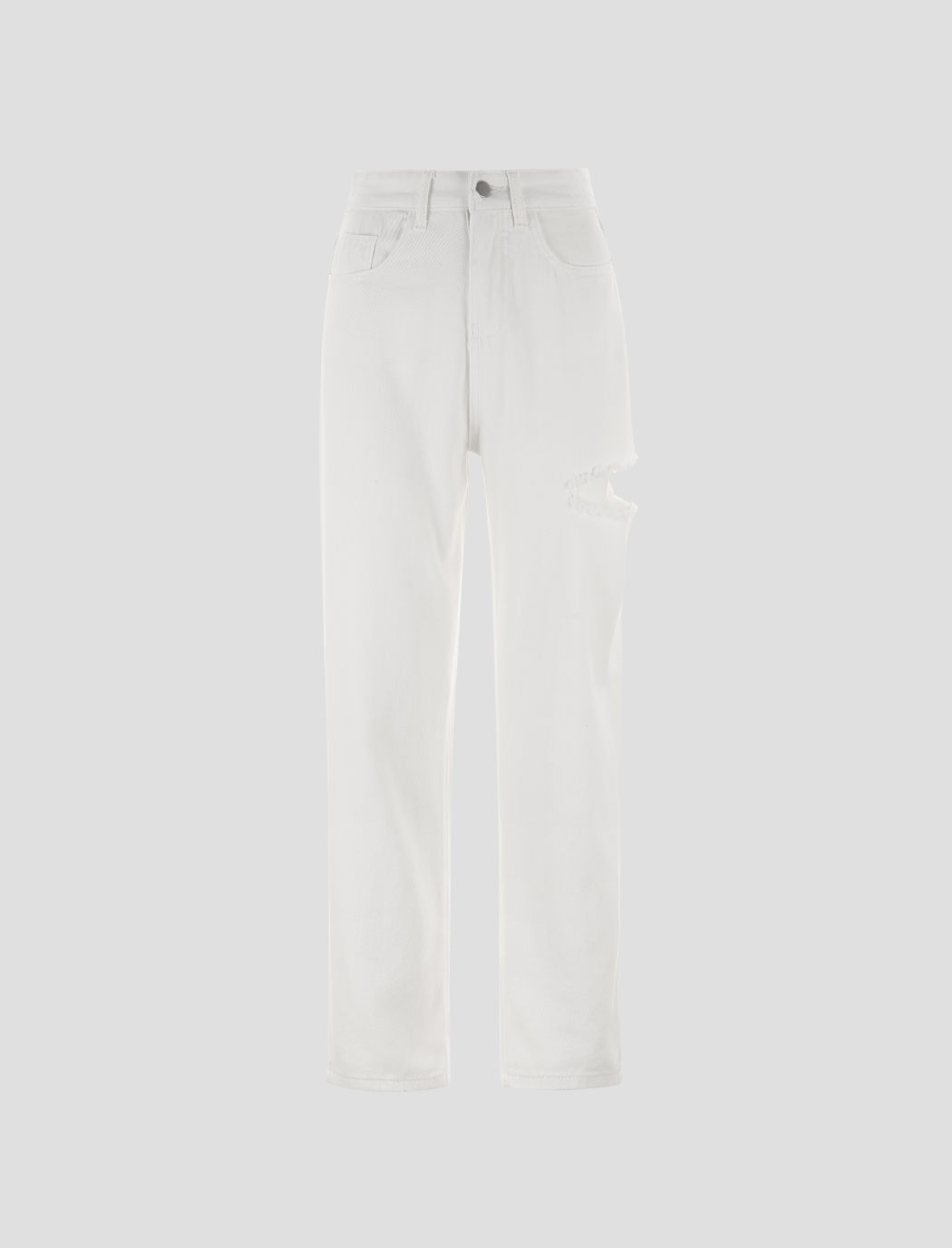 Weiße Highwaist Straightleg Rip Jeans